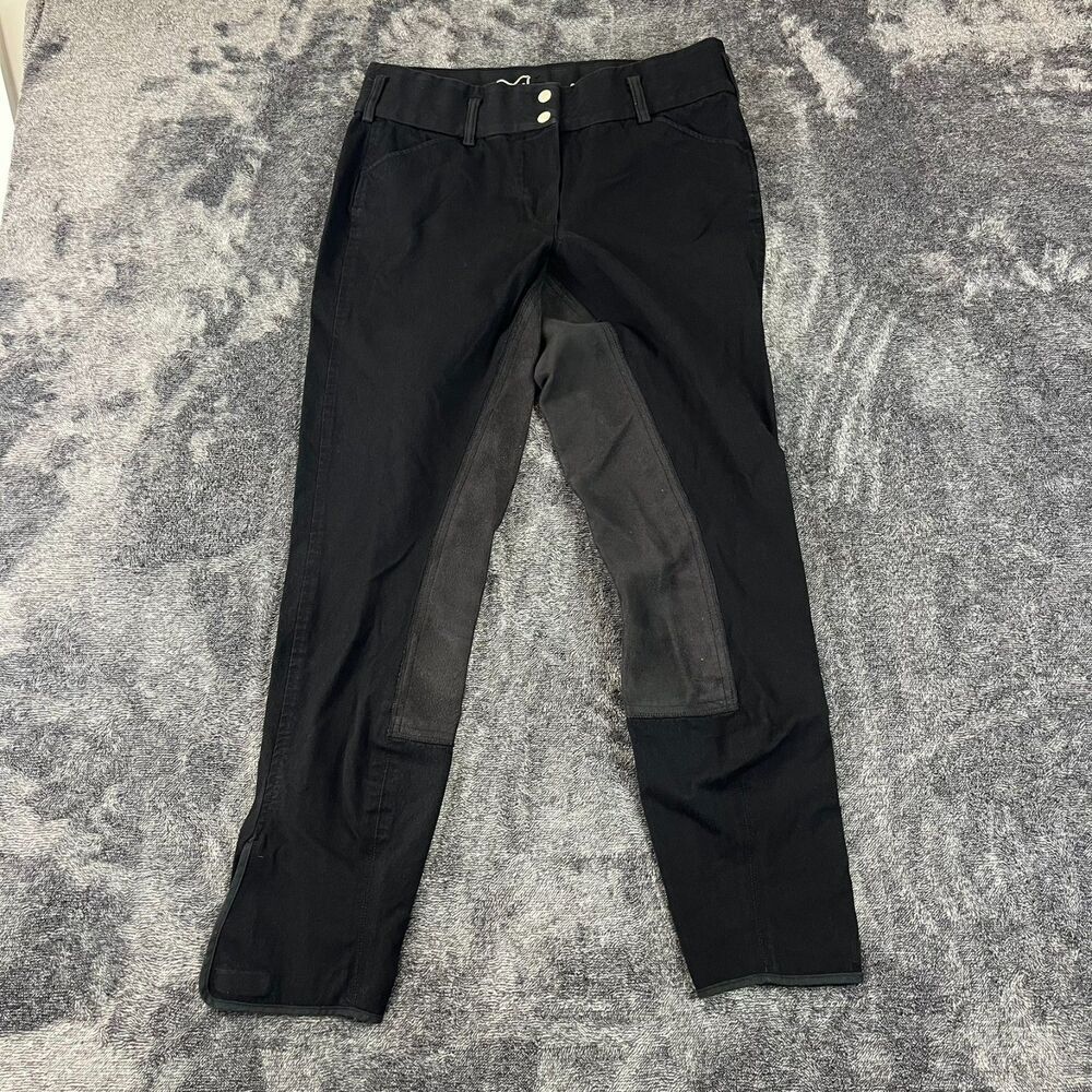 Goode Rider Full Seat Riding Breeches Women's 32L Black Suede Patches Equestrian